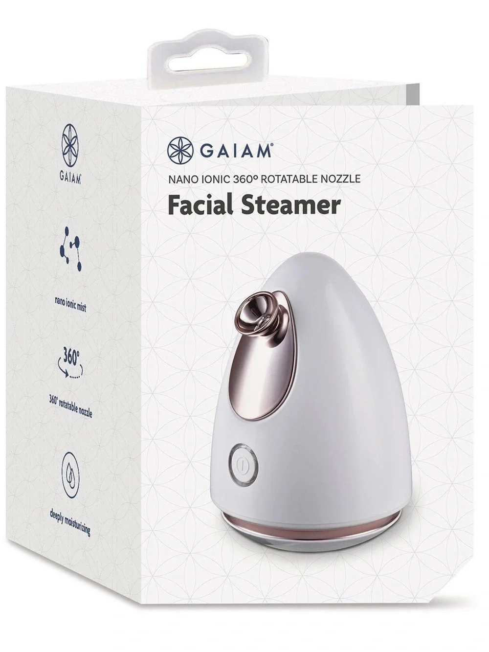 Gaiam White Facial Steamer with Nano Ionic 360 Rotatable Nozzle